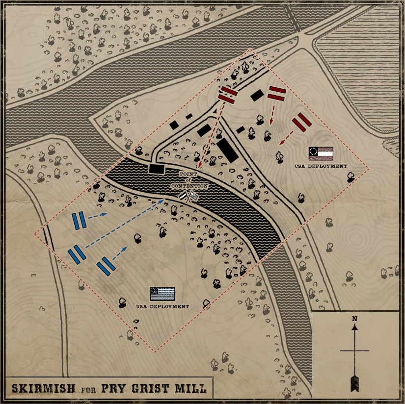 Map of Pry Grist Mill in War of Rights