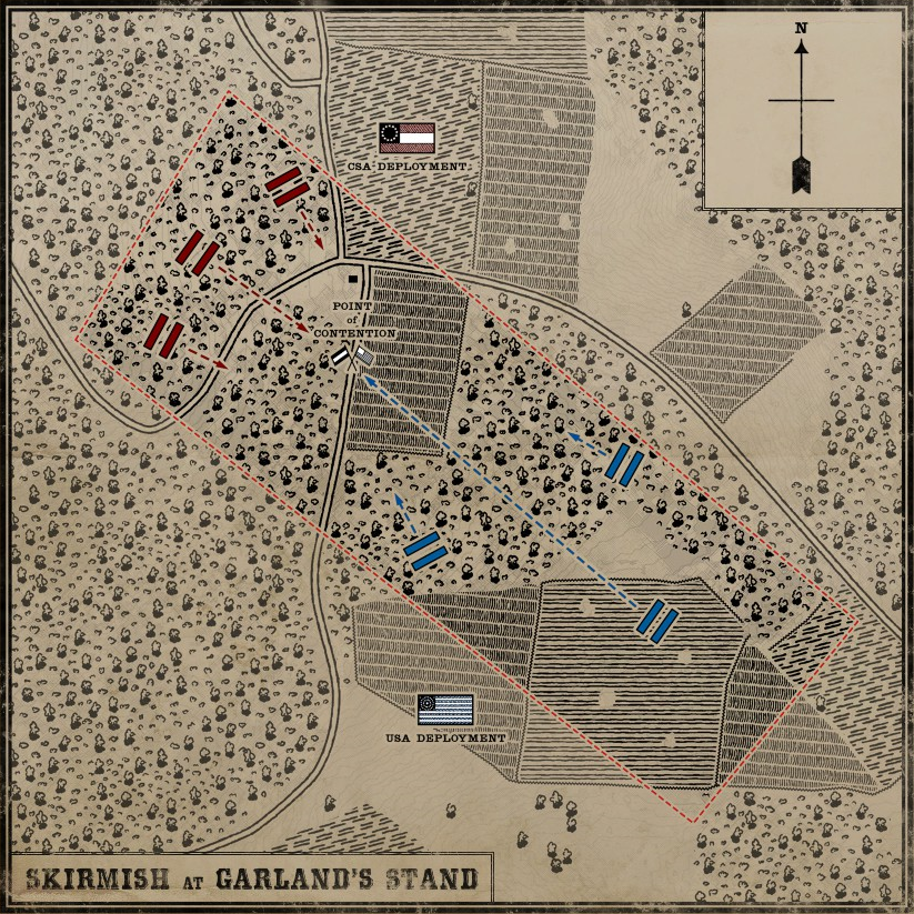 Map of Garland's Stand in War of Rights