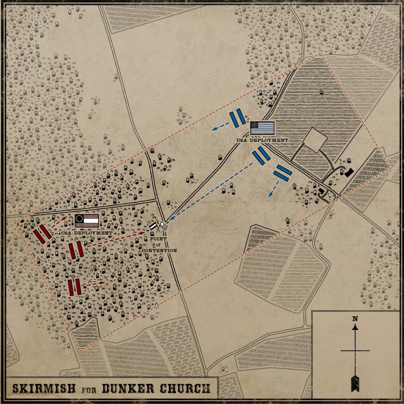 Map of Dunker Church in War of Rights